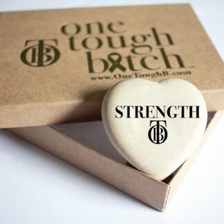 One Tough B strength engraved heart-shaped stone